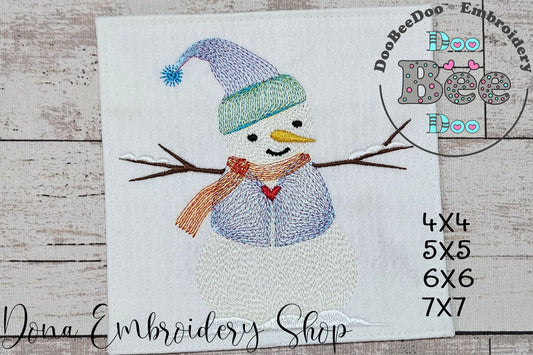 Cute Snowman - Rippled - Machine Embroidery Design