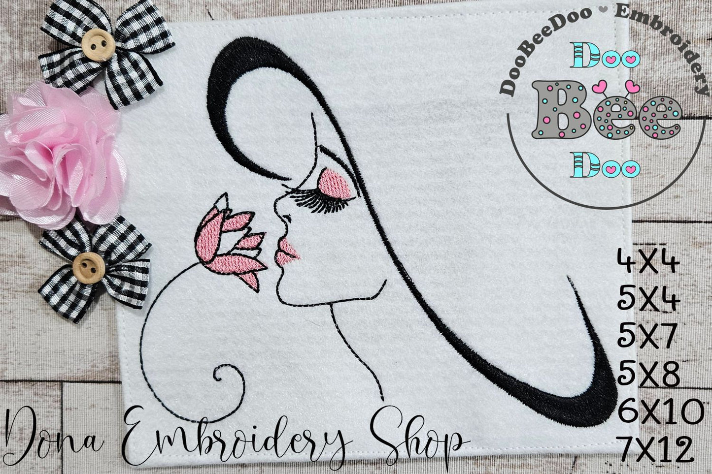 Girl with Flower - Fill Stitch - Machine Embroidery Design