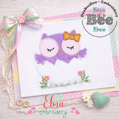 Owl in an Egg – Applique Stitch – Machine Embroidery Design