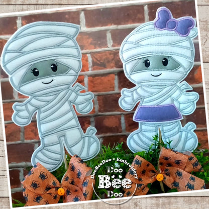 Mummies Kids Halloween Set - ITH Project - Machine Embroidery Design