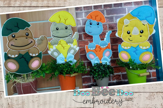 Four Baby Dinosaurs in the Egg - ITH Project - Machine Embroidery Design