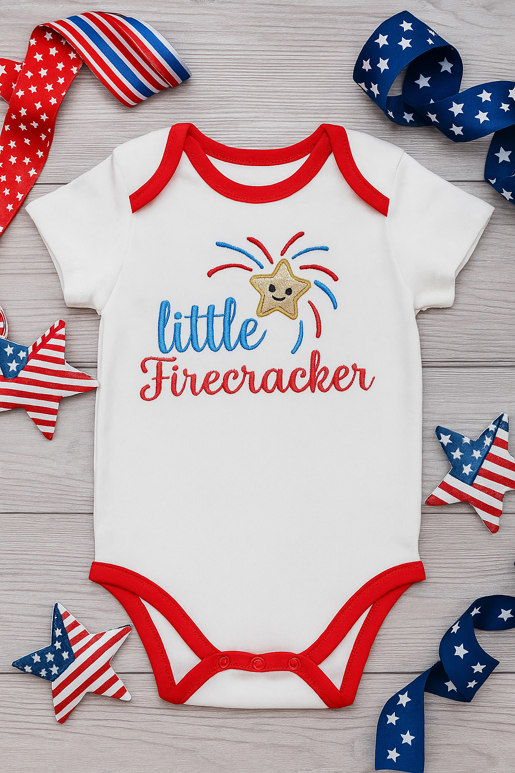 ⭐ Little Firecracker Star – Applique – Machine Embroidery Design