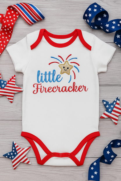 ⭐ Little Firecracker Star – Applique – Machine Embroidery Design