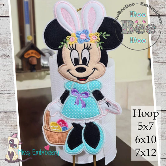 Easter Girl Mouse Paper Towel Holder – ITH Project – Machine Embroidery Design