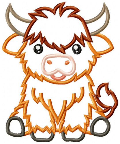 Sweet Highland Cow - Appliqué - Machine Embroidery Design