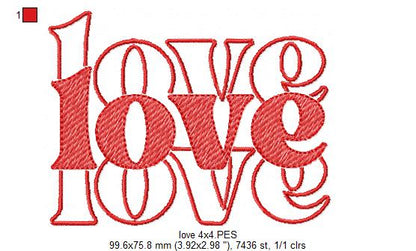 Love Lettering  - Rippled Stitch - Machine Embroidery Design