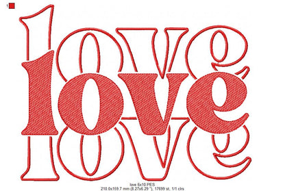 Love Lettering  - Rippled Stitch - Machine Embroidery Design