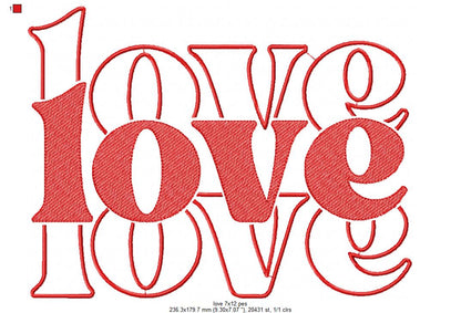 Love Lettering  - Rippled Stitch - Machine Embroidery Design