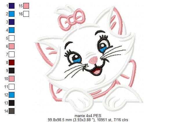 Cute Cat Girl with Bow - Applique