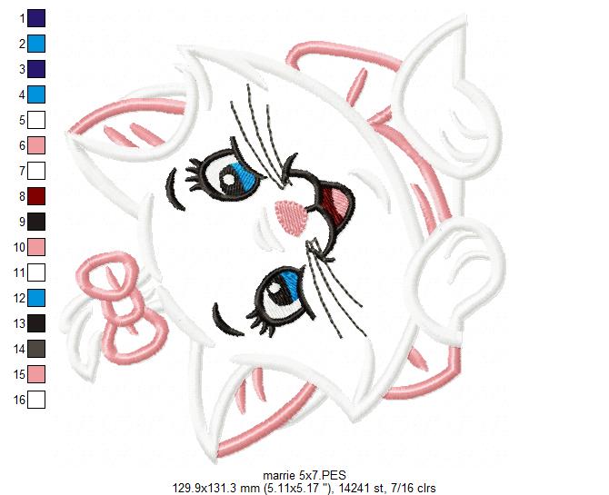 Cute Cat Girl with Bow - Applique