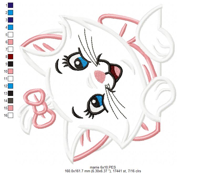 Cute Cat Girl with Bow - Applique