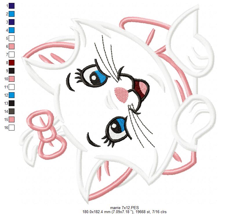 Cute Cat Girl with Bow - Applique