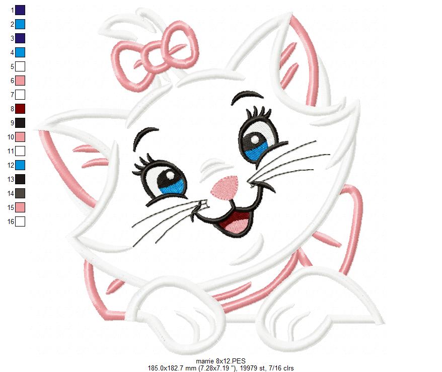 Cute Cat Girl with Bow - Applique