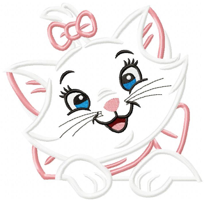 Cute Cat Girl with Bow - Applique