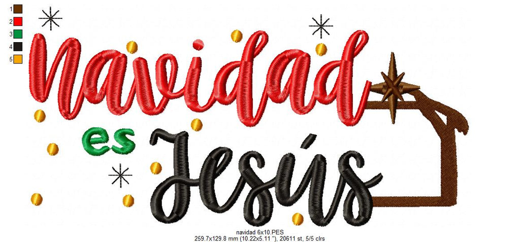 Navidad es Jesus - Fill Stitch - Machine Embroidery Design