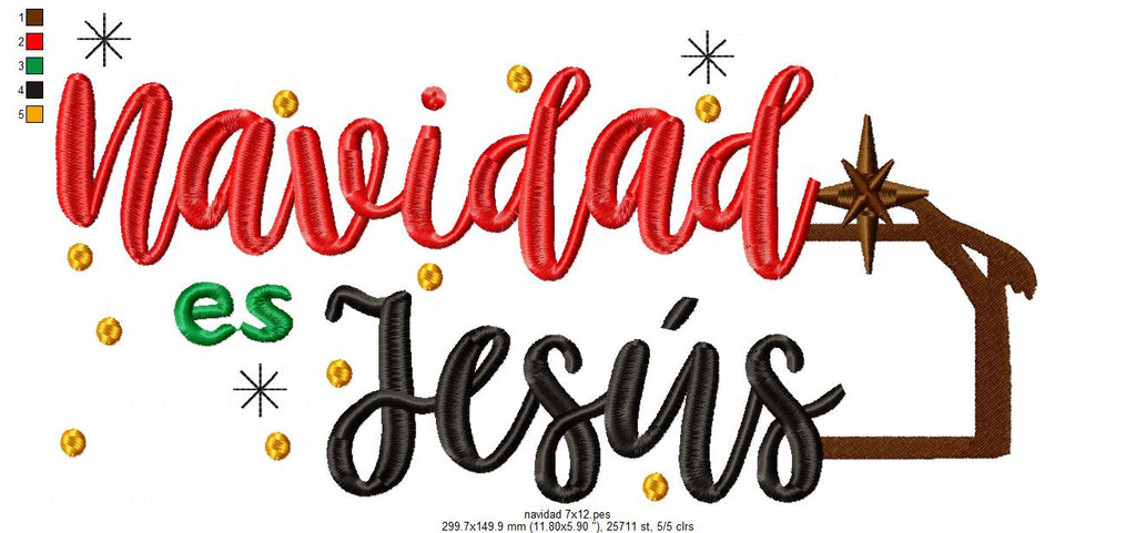 Navidad es Jesus - Fill Stitch - Machine Embroidery Design