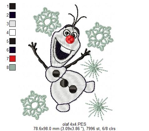 Snowman Olaf - Fill Stitch - Machine Embroidery Design