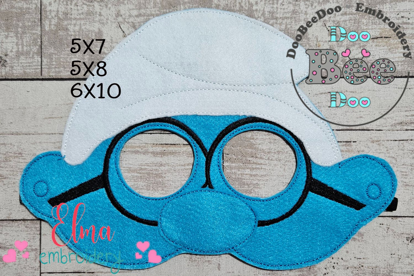 Brainy Smurf Mask – Appliqué – ITH Project 💙