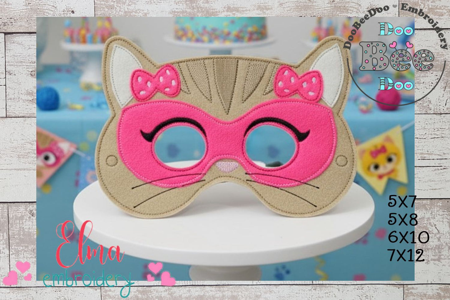SuperKitties Cousin Sassy Mask – Appliqué – ITH Project 🐱🎀