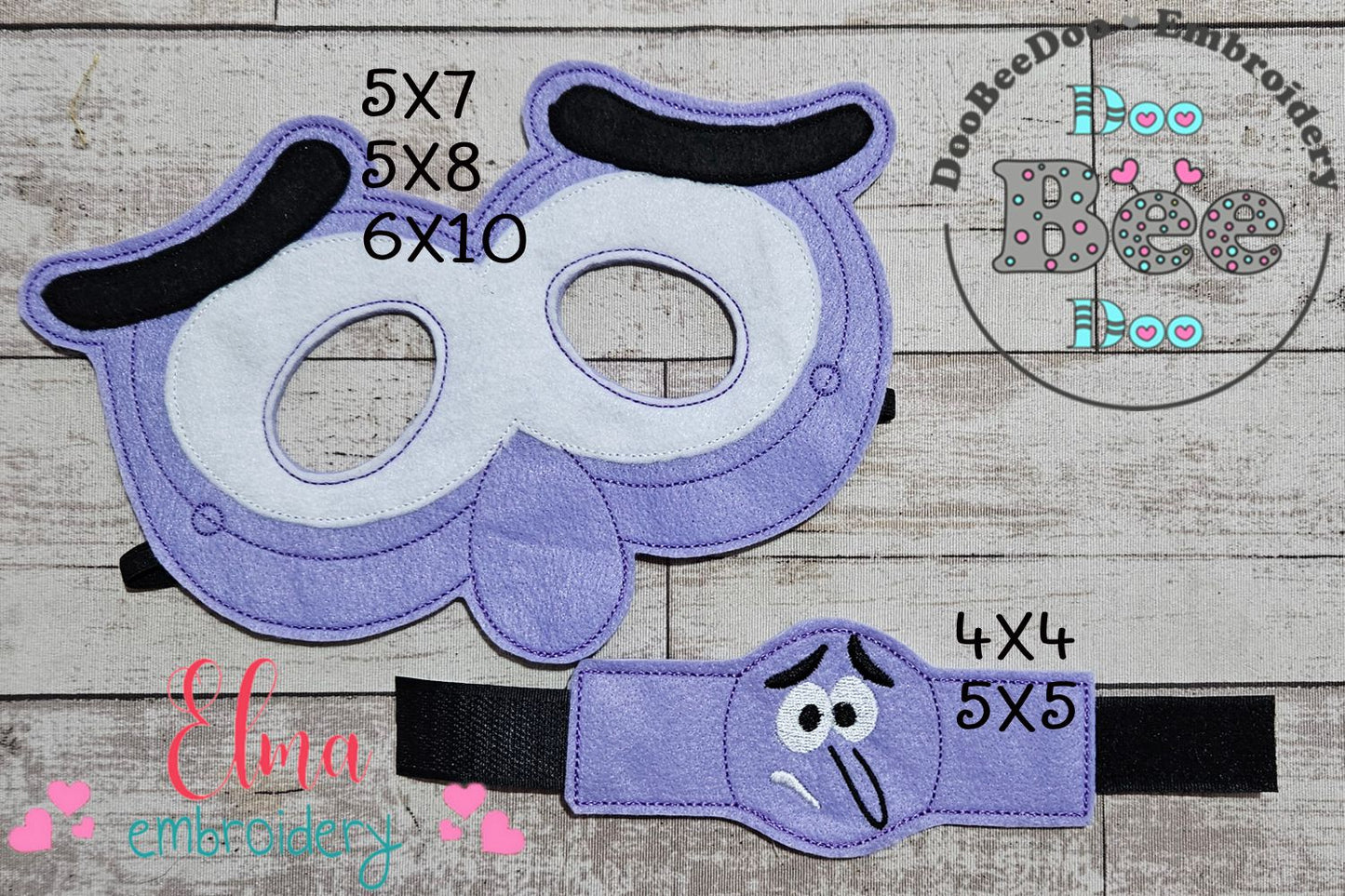 Inside Out Fear Mask and Bracelet ITH Project - Applique - Machine Embroidery Design