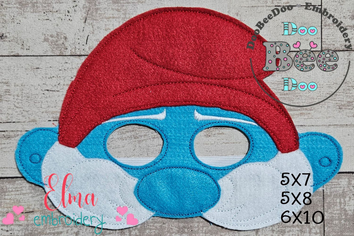 Smuff Mask Papa Smurf Mask – Appliqué – ITH Project – DooBeeDoo Machine Embroidery ...