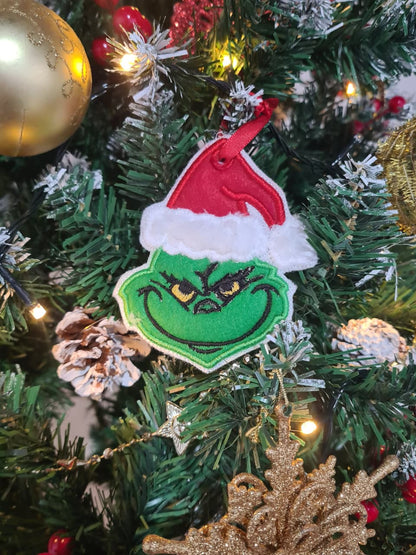 Christmas Grinch Ornaments - Set of 4 Designs – ITH Project – Machine Embroidery Design