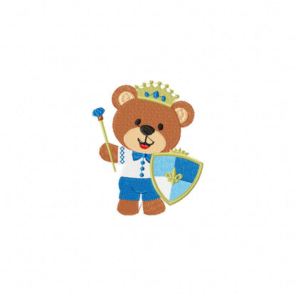 Prince Teddy Bear - Fill Stitch Embroidery