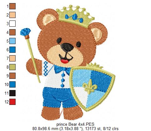 Prince Teddy Bear - Fill Stitch Embroidery