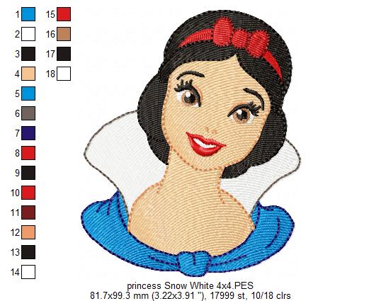 Princess Snow White - Fill Stitch - Machine Embroidery Design