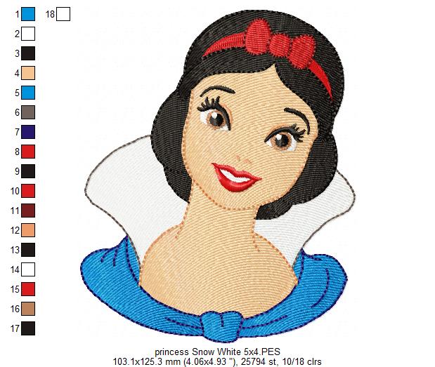 Princess Snow White - Fill Stitch - Machine Embroidery Design