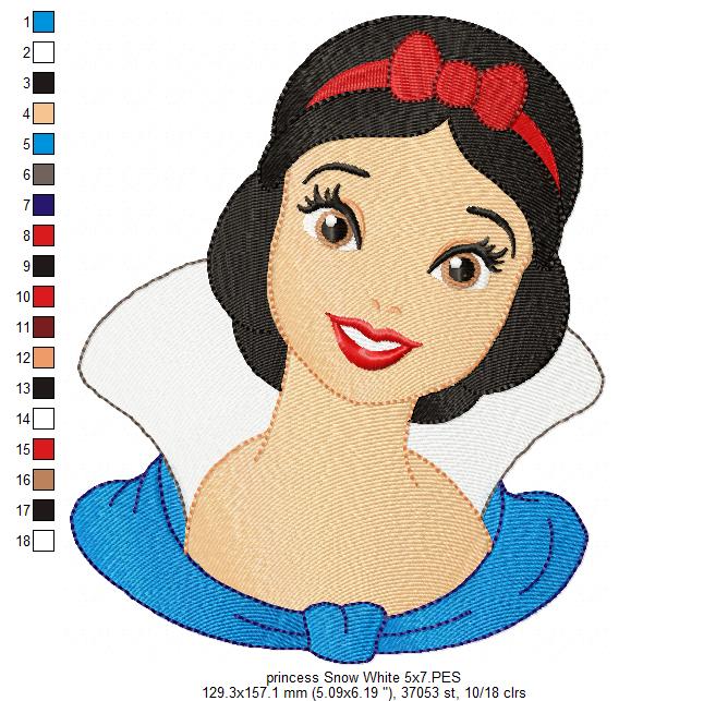 Princess Snow White - Fill Stitch - Machine Embroidery Design