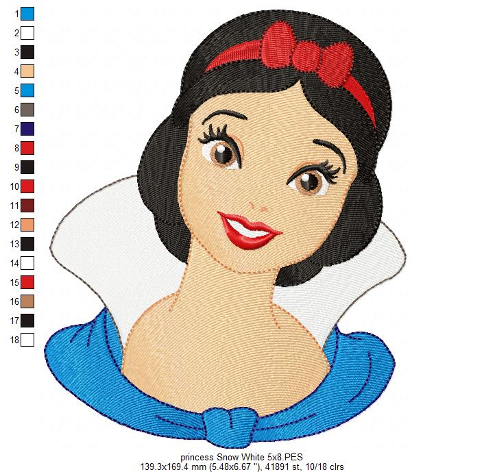 Princess Snow White - Fill Stitch - Machine Embroidery Design