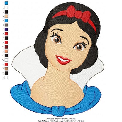 Princess Snow White - Fill Stitch - Machine Embroidery Design