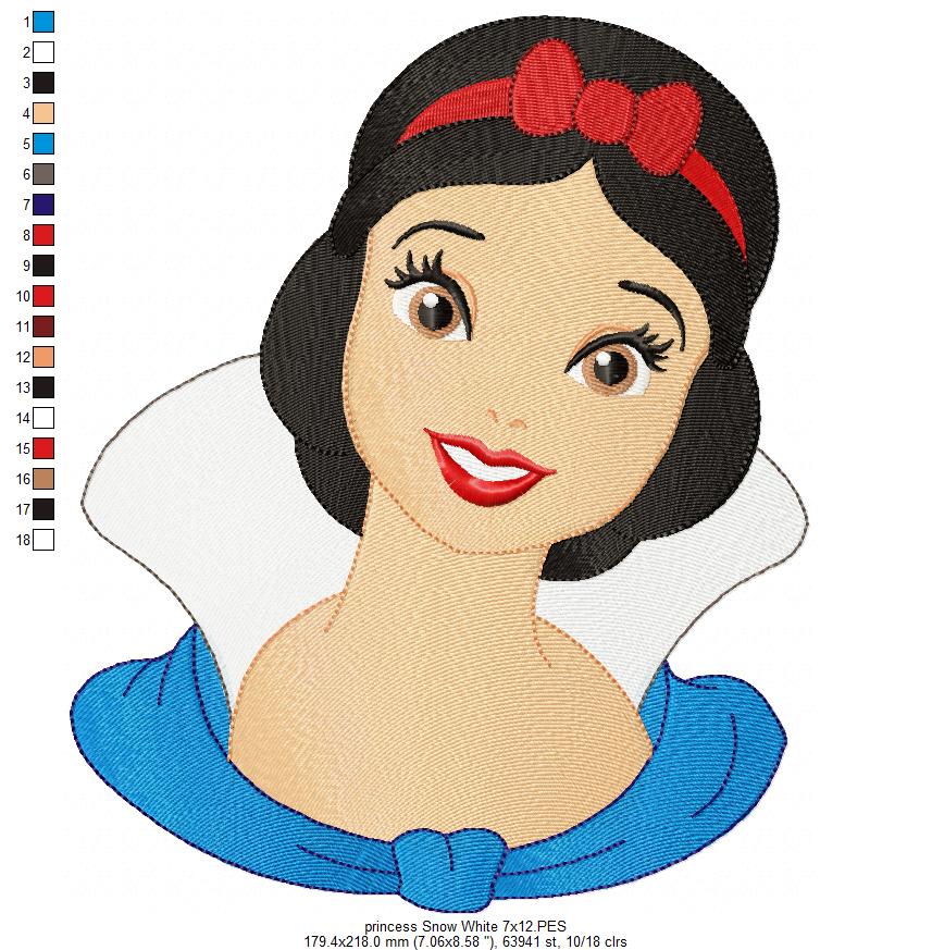 Princess Snow White - Fill Stitch - Machine Embroidery Design