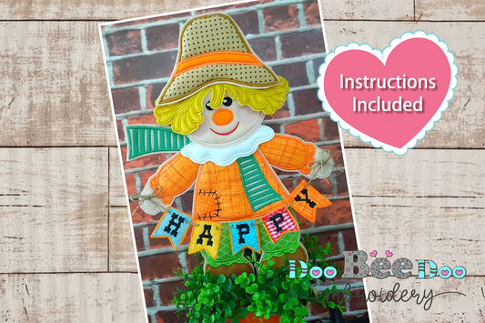 Scarecrow boy Door Ornament - ITH Project - Machine Embroidery Design