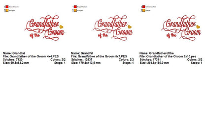 Elegant Grandfather of the Groom - Satin Stitch - Machine Embroidery Design