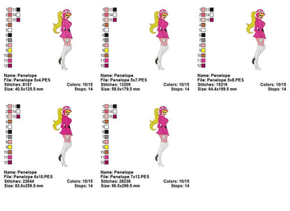 Pretty Pink Racer Girl – Fill Stitch – Machine Embroidery Design