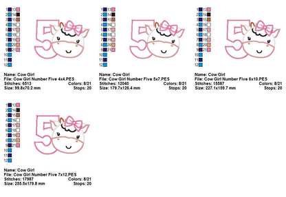Cow Girl Numbers Collection - Applique - Machine Embroidery Design