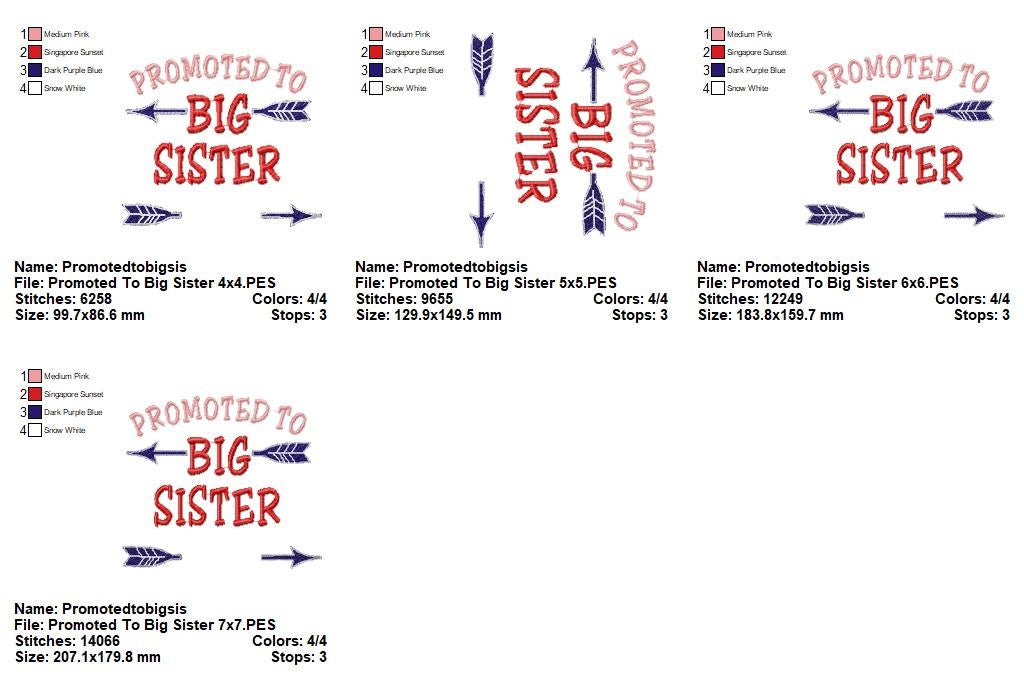 Promoted to Big Brother Sister Set – Satin Stitch – Machine Embroidery Design