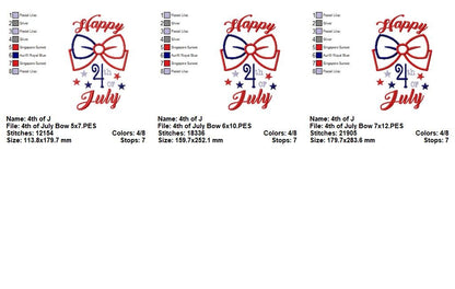 Patriotic Celebration Bow - Appliqué - Machine Embroidery Design