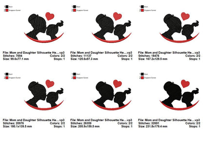 Mom and Baby Silhouette Bundle – Fill Stitch – Machine Embroidery Design