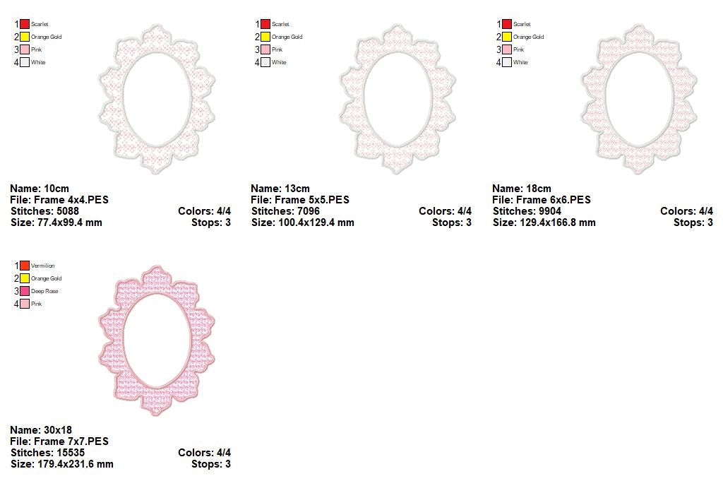 Sweet Vintage Lace Frame - Appliqué - Machine Embroidery Design