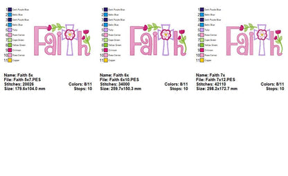 Faith Cross Floral - Appliqué – Machine Embroidery Design