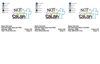 Not Today Satan Cross - Appliqué - Machine Embroidery Design