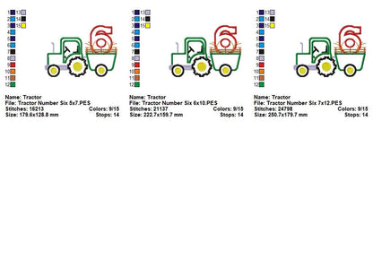 Farm Tractor Birthday 6 – Appliqué – Machine Embroidery Design