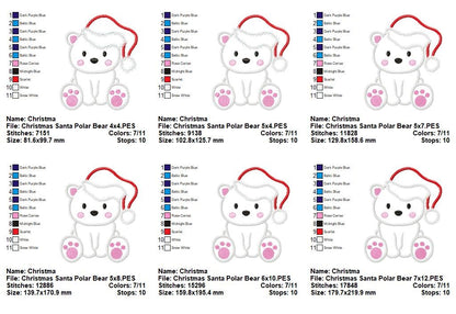 Cozy Christmas Polar Bear - Appliqué - Machine Embroidery Design
