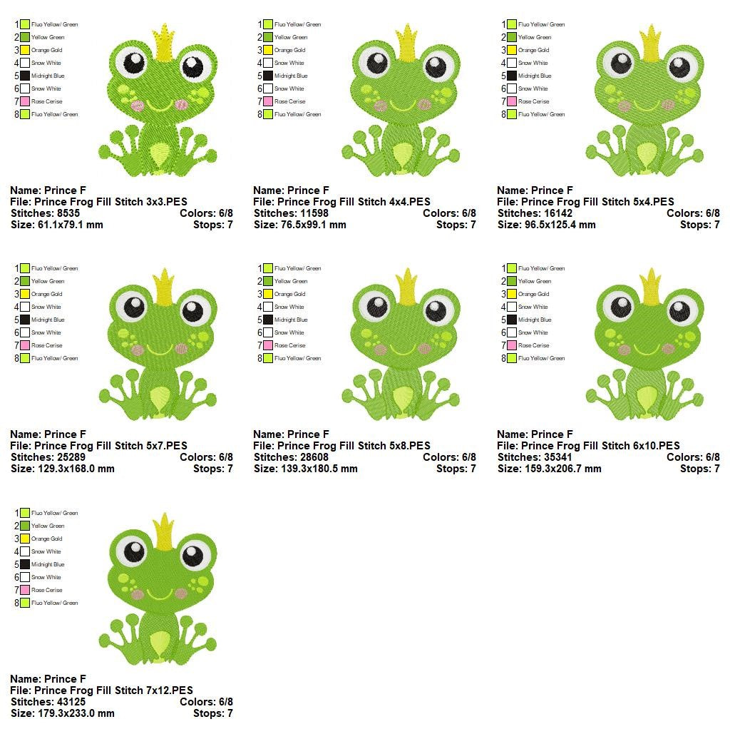 Princess & Prince Frog – Fill Stitch – Machine Embroidery Design