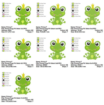 Princess & Prince Frog – Fill Stitch – Machine Embroidery Design