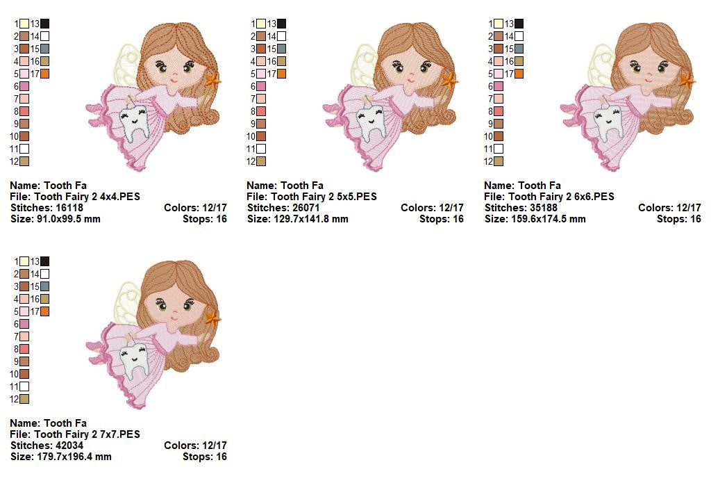 Tooth Fairy Girl Flying – Fill Stitch – Machine Embroidery Design