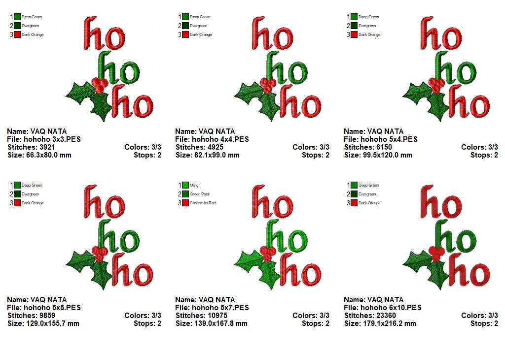 Festive Ho Ho Ho Holly Cheer – Fill Stitch – Machine Embroidery Design